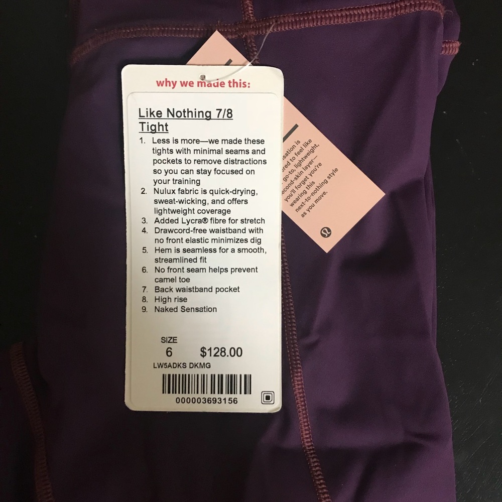 Lululemon LIKE NOTHING 7/8 tight